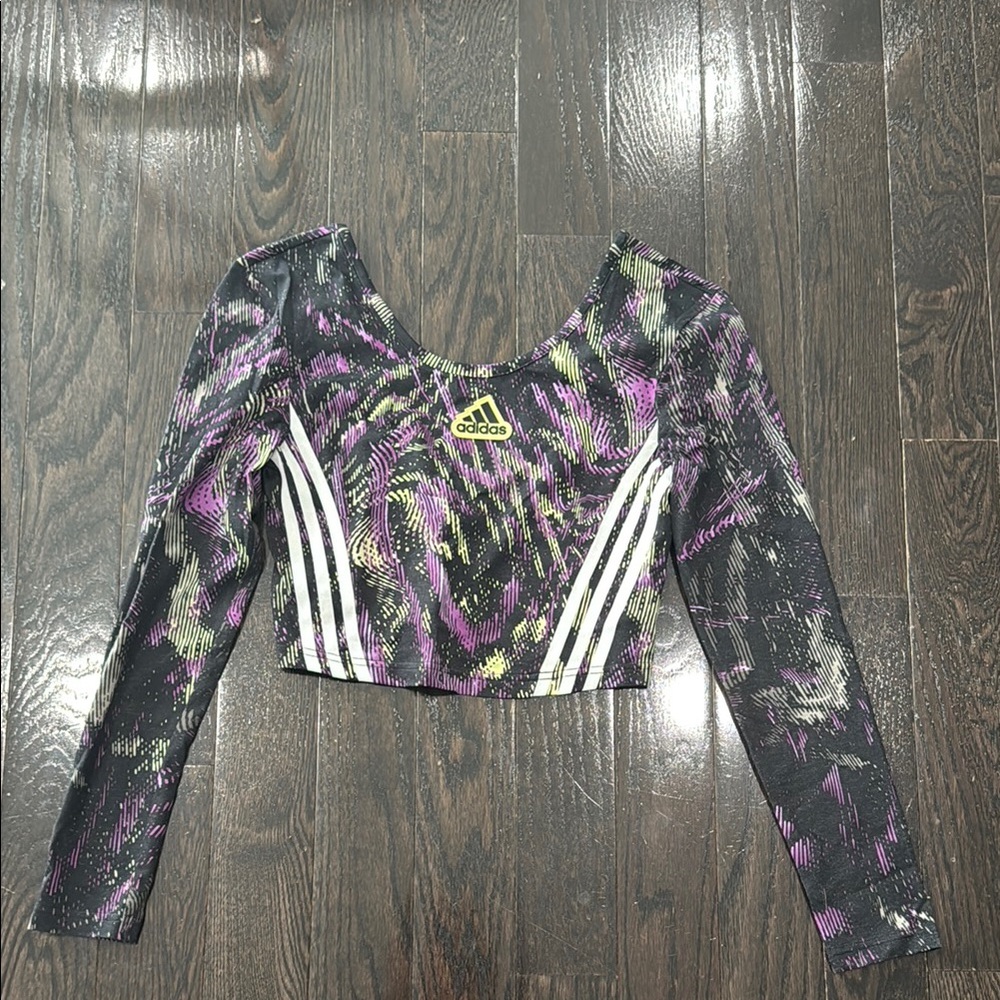 Adidas Purple Black Fitted Crop top